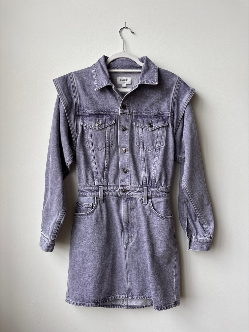 AGOLDE Purple Denim Mini Dress